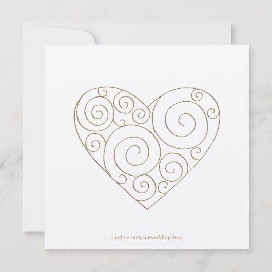 Gold Heart Temple Wedding & Reception nodigt uit Kaart (Achterkant)