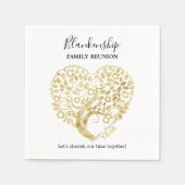 Gold Heart Tree Family Reunion - Gepersonaliseerde Servet (Voorkant)