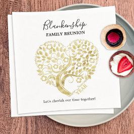 Gold Heart Tree Family Reunion - Gepersonaliseerde Servet
