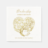 Gold Heart Tree Family Reunion - Gepersonaliseerde Servet (Voorkant)