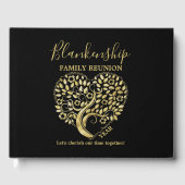 Gold Heart Tree Family Reunion Party Essentials Go Gastenboek (Voorkant)