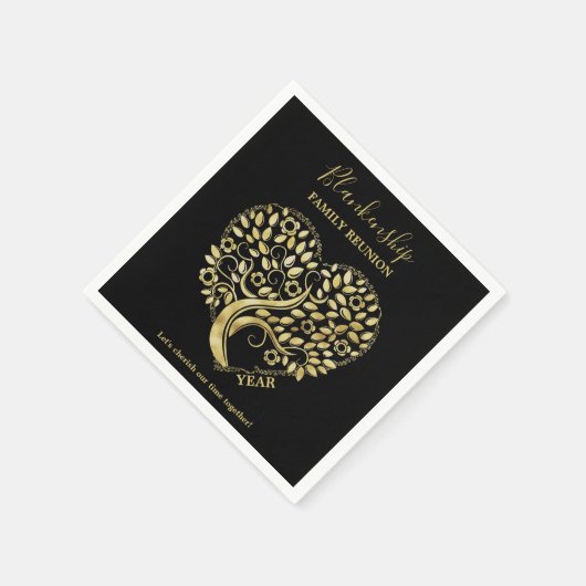 Gold Heart Tree Family Reunion Party Essentials Go Servet (Hoek)