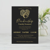 Gold Heart Tree Family Reunion Sjabloon Invitation Kaart (Staand voorkant)