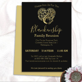 Gold Heart Tree Family Reunion Sjabloon Invitation Kaart