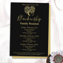 Gold Heart Tree Family Reunion Sjabloon Invitation