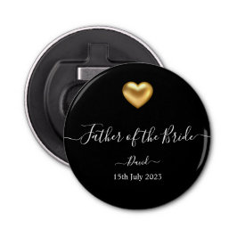 Gold Heart vader van de bride flesopener Button Flesopener