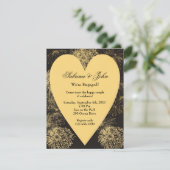 Gold Heart Verloving Invitation Kaart (Staand voorkant)