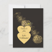 Gold Heart Verloving Invitation Kaart (Achterkant)