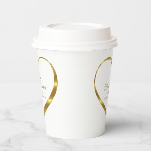 Gold Heart Vrijgezellenfeest Liefde Lachen Papieren Bekers (Links)