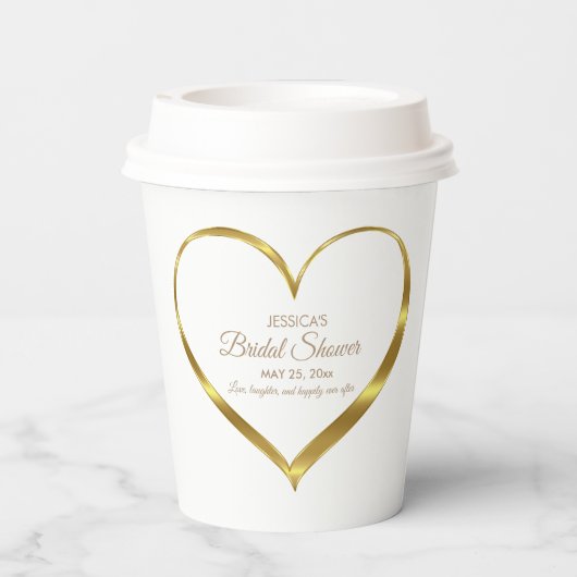 Gold Heart Vrijgezellenfeest Liefde Lachen Papieren Bekers (Achterkant)