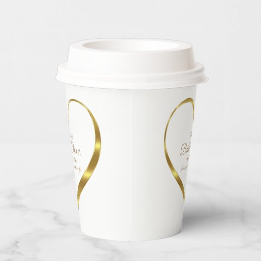 Gold Heart Vrijgezellenfeest Liefde Lachen Papieren Bekers (Rechts)