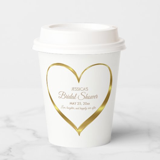 Gold Heart Vrijgezellenfeest Liefde Lachen Papieren Bekers (Voorkant)