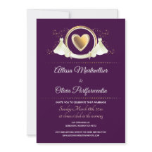 Gold Heart Vrouw Paarse bruiloft