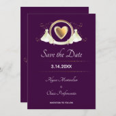 Gold Heart Vrouw Wedding | Datum opslaan Save The Date (Voorkant / Achterkant)