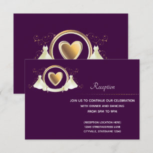 Gold Heart Vrouw Wedding   Ontvangkaart Kaart