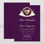 Gold Heart Vrouw Wedding | Uitnodiging tot weddens (Voorkant / Achterkant)