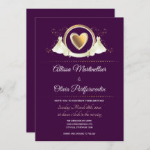 Gold Heart Vrouw Wedding | Uitnodiging tot weddens