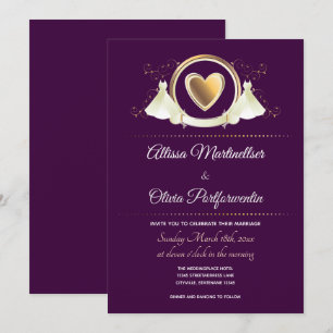 Gold Heart Vrouw Wedding   Uitnodiging tot weddens