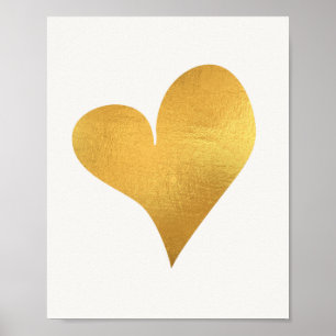 Gold Heart Wall Decor for Living Room Poster