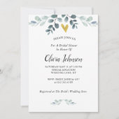 Gold Heart | Waterverf Eucalyptus Greenery Kaart (Voorkant)