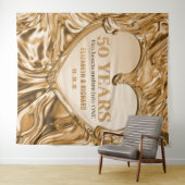 Gold Heart Wedding Jubileum Achtergrond Wandkleed (In Situ (horizontaal))