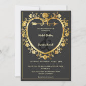 Gold Heart Wedding Uitnodiging (Voorkant)