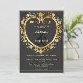 Gold Heart Wedding Uitnodiging (Staand voorkant)