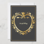 Gold Heart Wedding Uitnodiging (Achterkant)