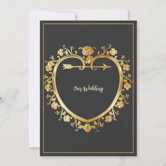 Gold Heart Wedding Uitnodiging (Achterkant)