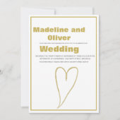 Gold Heart White Simple Wedding Kaart (Voorkant)