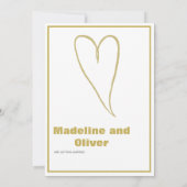 Gold Heart White Simple Wedding Kaart (Achterkant)