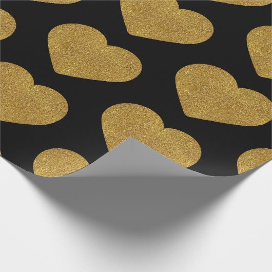 Gold Heart Wrapping Paper Cadeaupapier (Hoek)