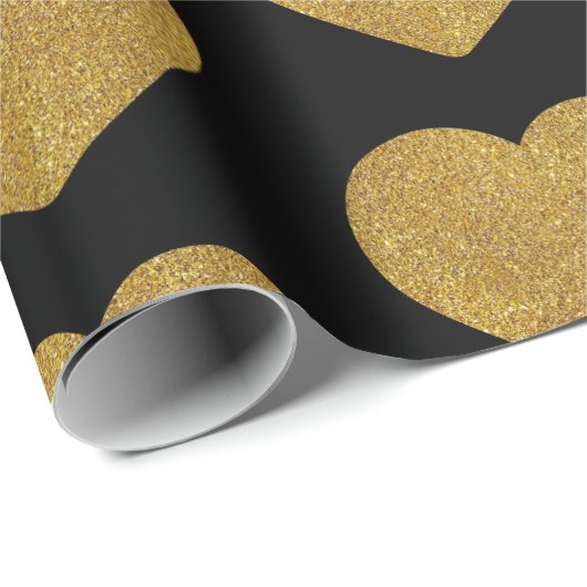 Gold Heart Wrapping Paper Cadeaupapier (Rol Hoek)