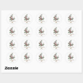 Gold Heart, Wreath Red Kardinaal Kerstmis Ronde Sticker (Vel)