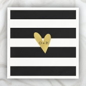 Gold Heart | Zwart witbruiloft Napkin Servet