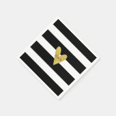 Gold Heart | Zwart witbruiloft Napkin Servet (Hoek)