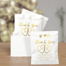 Gold Hearts 50th Wedding Jubileum Favor Bag