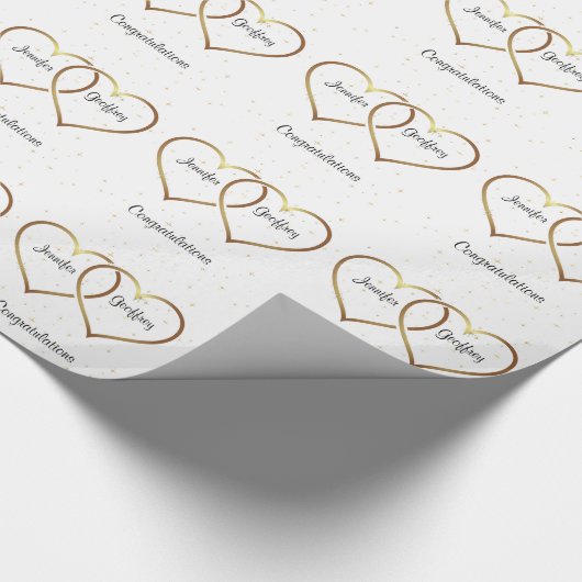 Gold Hearts - Aangepaste bruiloft Cadeaupapier (Hoek)