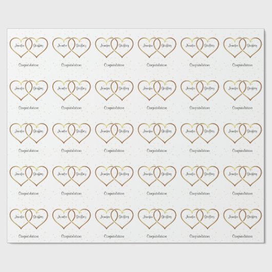 Gold Hearts - Aangepaste bruiloft Cadeaupapier (Vlak)
