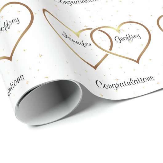 Gold Hearts - Aangepaste bruiloft Cadeaupapier (Rol Hoek)