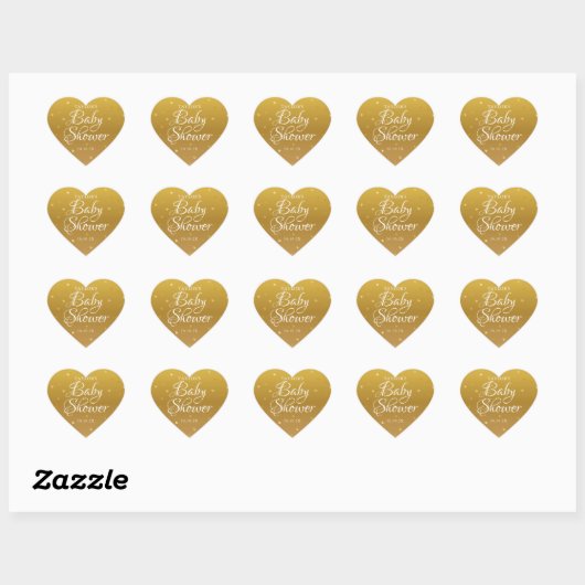 Gold hearts baby shower hart sticker (Vel)