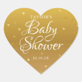 Gold hearts baby shower hart sticker (Voorkant)
