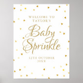 Gold Hearts Baby shower Sprinkle Welkomstbord Poster (Voorkant)