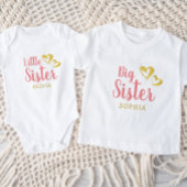 Gold Hearts Big Sister Name Monogram Toddler T-shi Kinder Shirts