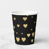 Gold Hearts Black Papieren Bekers (Achterkant)