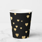 Gold Hearts Black Papieren Bekers (Voorkant)