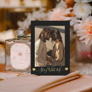 Gold Hearts Black Photo Holiday Kaart