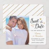 Gold Hearts Black White Sparen de Aankondiging van (Voorkant / Achterkant)