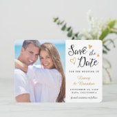 Gold Hearts Black White Sparen de Aankondiging van (Staand voorkant)