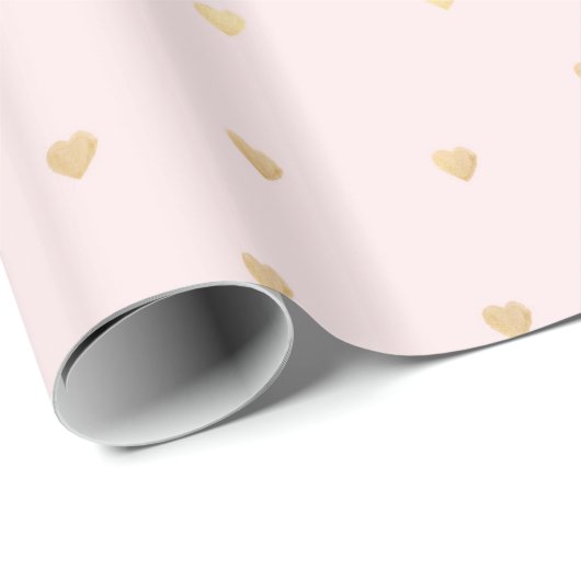 Gold Hearts Blush Pink Cadeaupapier (Rol Hoek)